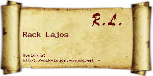 Rack Lajos névjegykártya